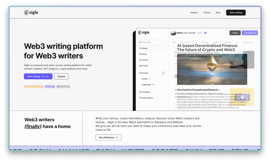 A screenshot of Sigle.io